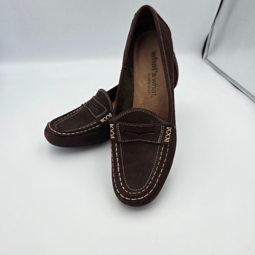 Whats What by Aerosoles‎ Women's Brown Suede Wedge Loafer Shoes Size 8